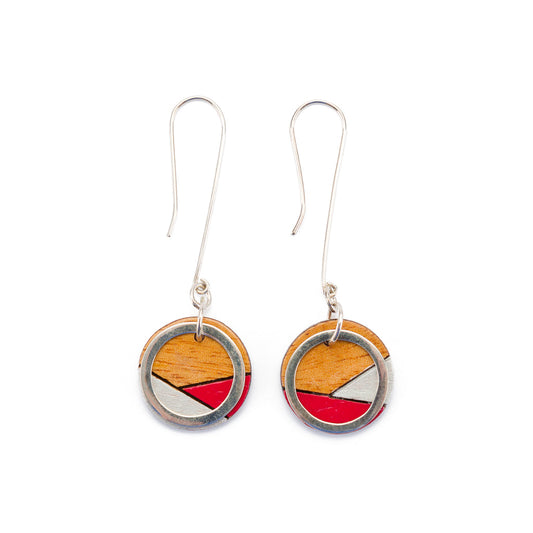 Conture Recycled Wood Silver Dangle Earrings (6 Colours)-1