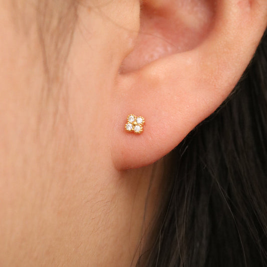 Clover Sparkle Stud Earrings-1