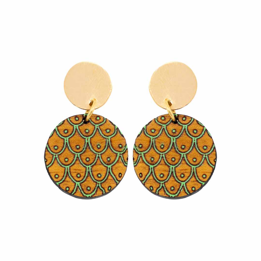 Grinsing Recycled Wood Earrings-1