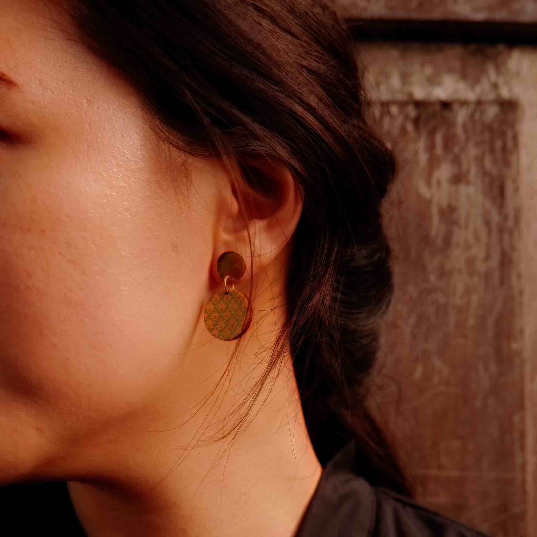 Grinsing Recycled Wood Earrings-2