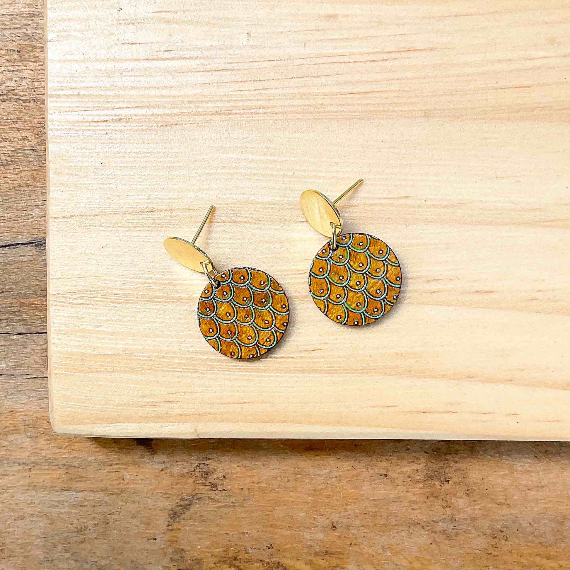 Grinsing Recycled Wood Earrings-3
