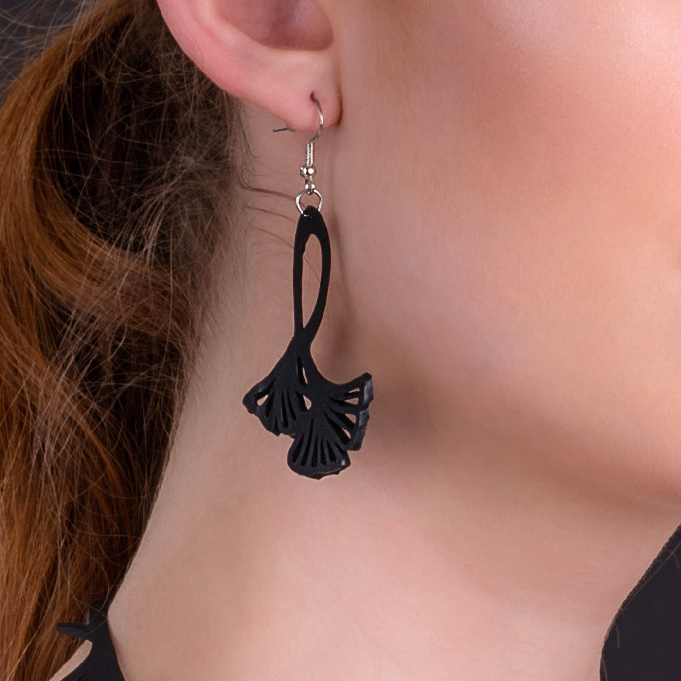 Fan Leaf Recycle Rubber Clover Earrings-0