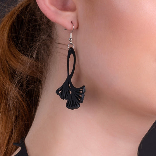 Fan Leaf Recycle Rubber Clover Earrings-0