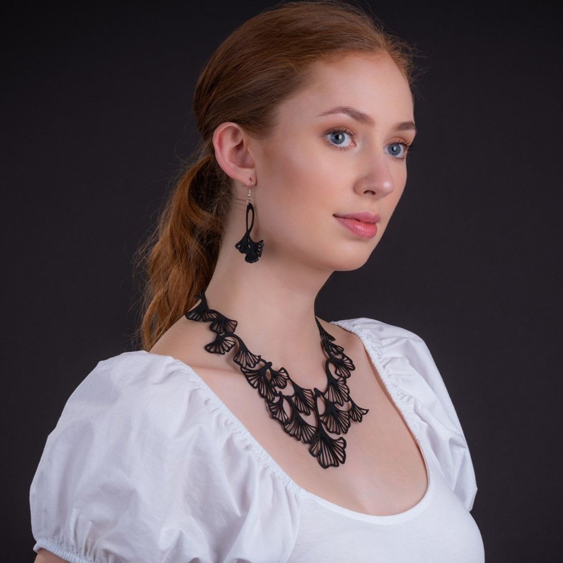 Fan Leaf Recycle Rubber Clover Earrings-2